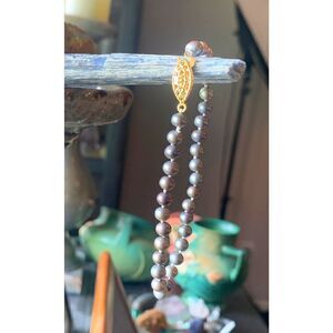Vintage Double Knotted Gray Genuine Cultured Pearl bracelet, in Gold, Unmarked